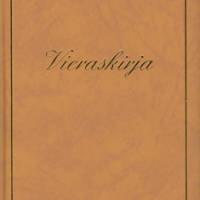 Vieraskirja (B5, teksti+kehys, ruskea, pehmeäk., 288 sivua)