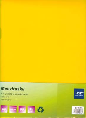 Muovitasku keltainen A4 0,12 mm pp 10 kp/pussi
